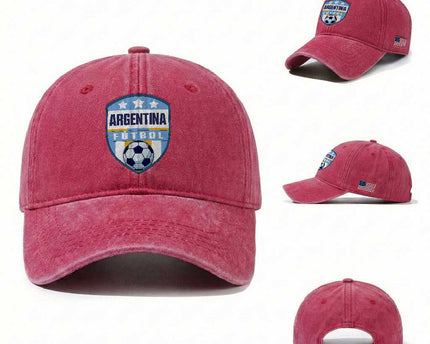 Argentina Soccer Football Washed Cotton Baseball Cap Argentinian Football Game Day Supporter