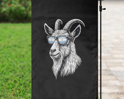Cool Goat With Sunglasses Argentinian Flag Garden Flag Argentina Soccer Football Game Day Supporter