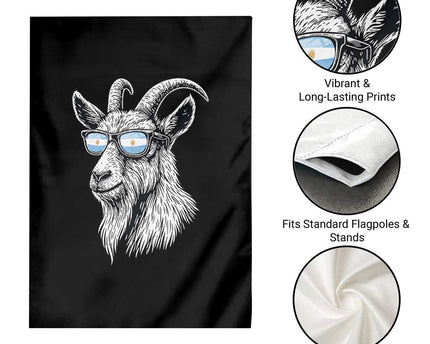 Cool Goat With Sunglasses Argentinian Flag Garden Flag Argentina Soccer Football Game Day Supporter
