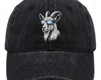 Cool Goat With Sunglasses Argentinian Flag Washed Cotton Baseball Cap