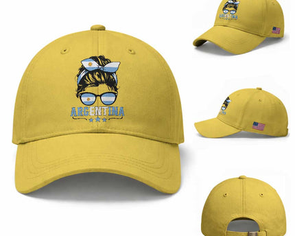 Argentina Messy Bun Proud Argentinian Flag Baseball Cap