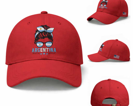Argentina Messy Bun Proud Argentinian Flag Baseball Cap