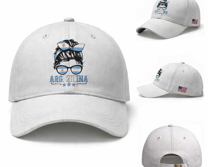 Argentina Messy Bun Proud Argentinian Flag Baseball Cap