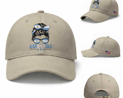 Argentina Messy Bun Proud Argentinian Flag Baseball Cap