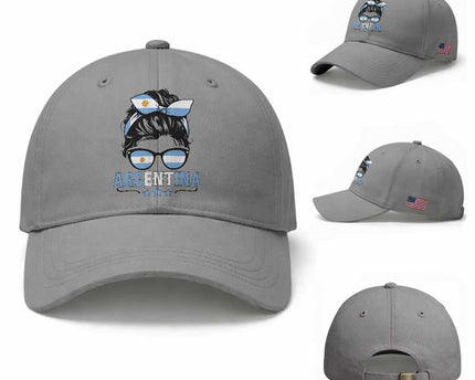 Argentina Messy Bun Proud Argentinian Flag Baseball Cap