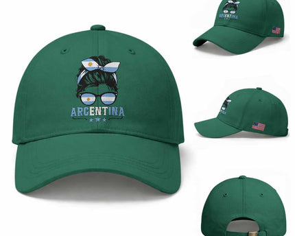 Argentina Messy Bun Proud Argentinian Flag Baseball Cap