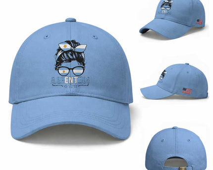 Argentina Messy Bun Proud Argentinian Flag Baseball Cap