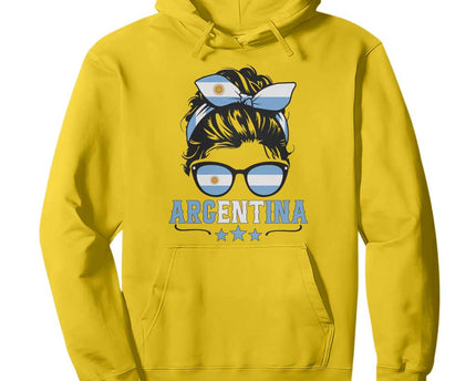 Argentina Messy Bun Proud Argentinian Flag Hoodie