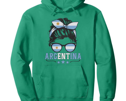 Argentina Messy Bun Proud Argentinian Flag Hoodie