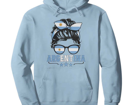 Argentina Messy Bun Proud Argentinian Flag Hoodie