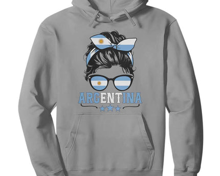 Argentina Messy Bun Proud Argentinian Flag Hoodie