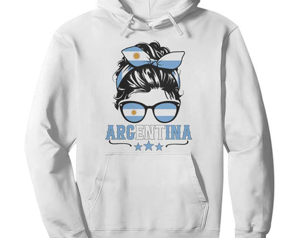 Argentina Messy Bun Proud Argentinian Flag Hoodie