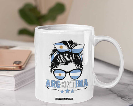 Argentina Messy Bun Proud Argentinian Flag Coffee Mug