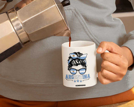 Argentina Messy Bun Proud Argentinian Flag Coffee Mug
