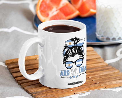 Argentina Messy Bun Proud Argentinian Flag Coffee Mug