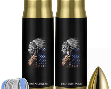 Indian Chief Native American USA Flag Bullet Tumbler