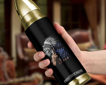 Indian Chief Native American USA Flag Bullet Tumbler