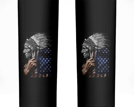 Indian Chief Native American USA Flag Skinny Tumbler