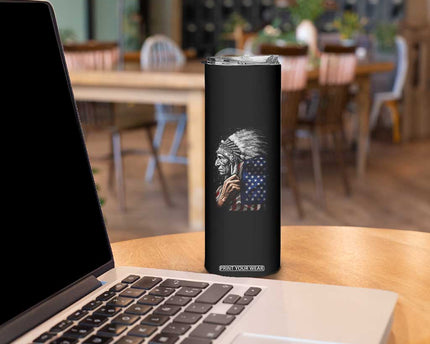 Indian Chief Native American USA Flag Skinny Tumbler