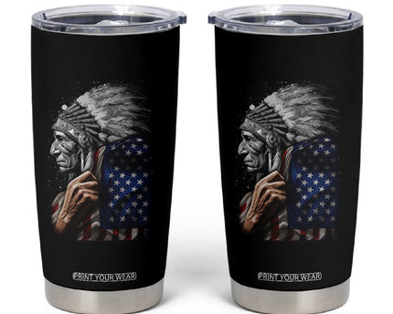 Indian Chief Native American USA Flag Tumbler Cup