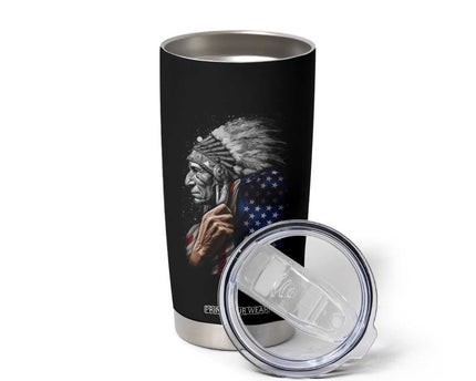 Indian Chief Native American USA Flag Tumbler Cup
