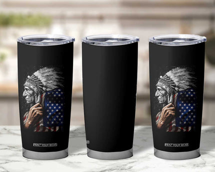 Indian Chief Native American USA Flag Tumbler Cup