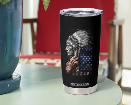 Indian Chief Native American USA Flag Tumbler Cup