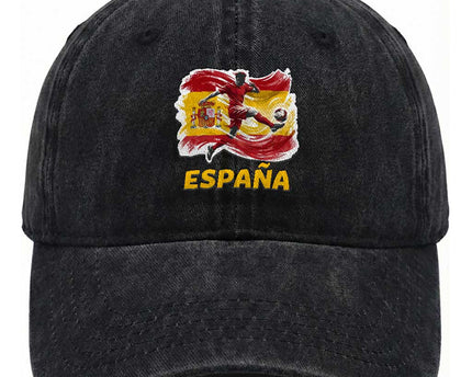 Spain Espana Soccer Football Fan Spanish Flag Washed Cotton Baseball Cap