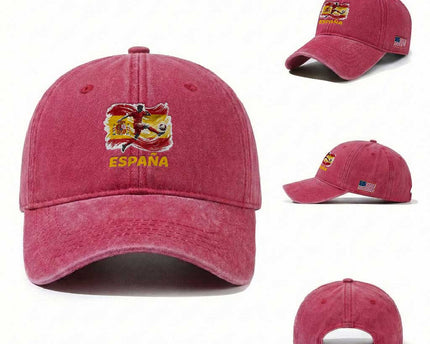 Spain Espana Soccer Football Fan Spanish Flag Washed Cotton Baseball Cap