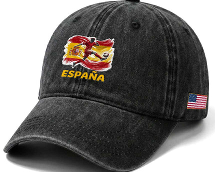 Spain Espana Soccer Football Fan Spanish Flag Washed Cotton Baseball Cap