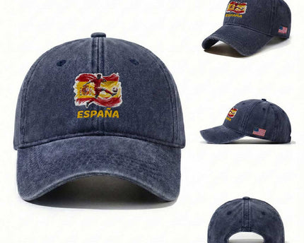 Spain Espana Soccer Football Fan Spanish Flag Washed Cotton Baseball Cap