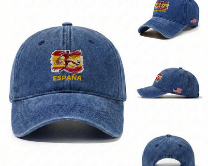 Spain Espana Soccer Football Fan Spanish Flag Washed Cotton Baseball Cap