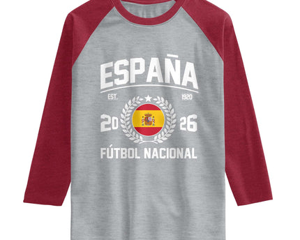 Spain 2026 Soccer Football Fan Spanish Flag Raglan Shirt