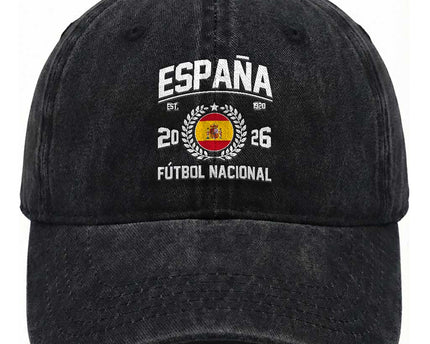 Spain 2026 Soccer Football Fan Spanish Flag Washed Cotton Baseball Cap