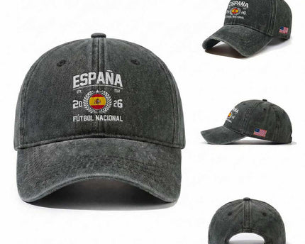 Spain 2026 Soccer Football Fan Spanish Flag Washed Cotton Baseball Cap