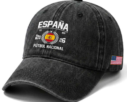 Spain 2026 Soccer Football Fan Spanish Flag Washed Cotton Baseball Cap