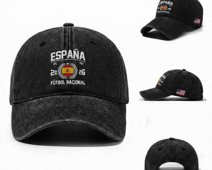 Spain 2026 Soccer Football Fan Spanish Flag Washed Cotton Baseball Cap