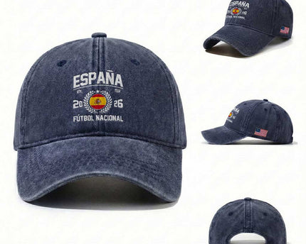 Spain 2026 Soccer Football Fan Spanish Flag Washed Cotton Baseball Cap