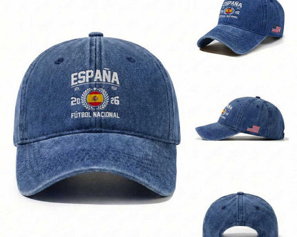 Spain 2026 Soccer Football Fan Spanish Flag Washed Cotton Baseball Cap
