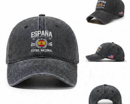 Spain 2026 Soccer Football Fan Spanish Flag Washed Cotton Baseball Cap