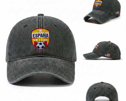 Espana Spain Soccer Football Fan Spanish Flag Washed Cotton Baseball Cap