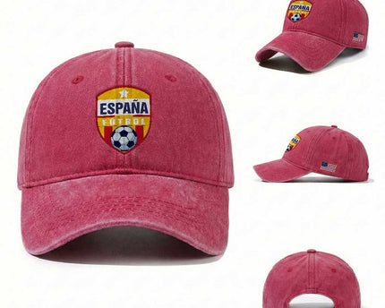 Espana Spain Soccer Football Fan Spanish Flag Washed Cotton Baseball Cap