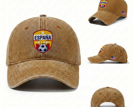 Espana Spain Soccer Football Fan Spanish Flag Washed Cotton Baseball Cap