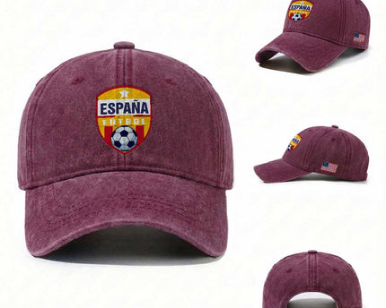 Espana Spain Soccer Football Fan Spanish Flag Washed Cotton Baseball Cap