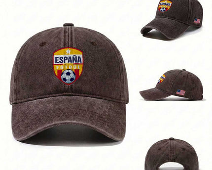 Espana Spain Soccer Football Fan Spanish Flag Washed Cotton Baseball Cap