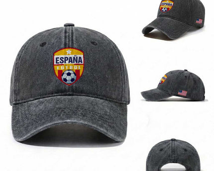 Espana Spain Soccer Football Fan Spanish Flag Washed Cotton Baseball Cap