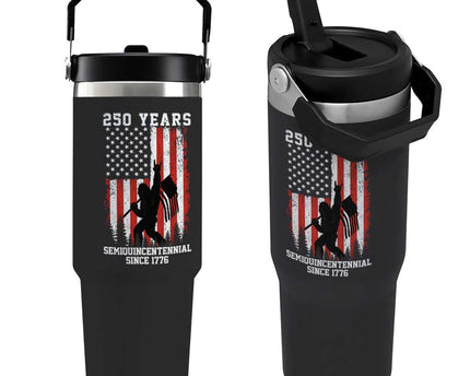 250th Anniversary USA Flip Straw Tumbler Bigfoot Patriotic American USA Flag