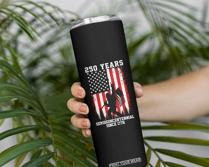 250th Anniversary USA Skinny Tumbler Bigfoot Patriotic American USA Flag