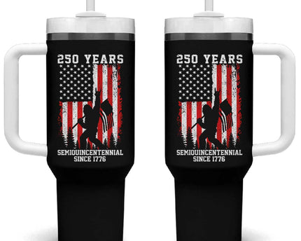 250th Anniversary USA Tumbler With Handle Bigfoot Patriotic American USA Flag