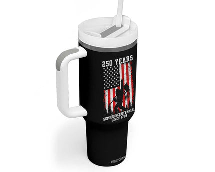 250th Anniversary USA Tumbler With Handle Bigfoot Patriotic American USA Flag